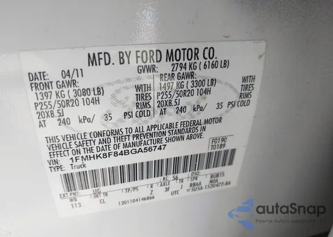 2011 Ford Explorer Limited from USA, damaged, VIN 1FMHK8F84BGA56747